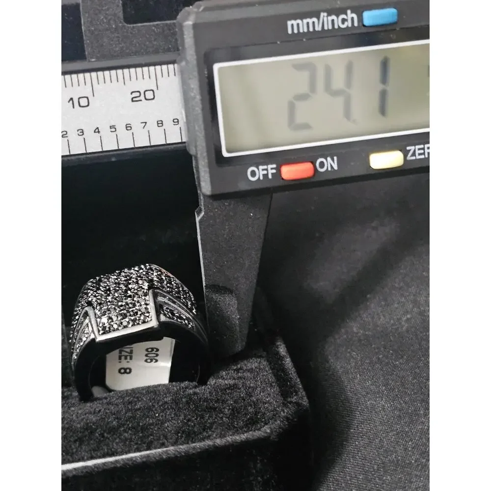 size 8 black Rhodium-Plated CZ 24.1mm Ring with Cross design